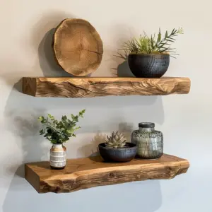 Rustic Floating Wooden Shelf