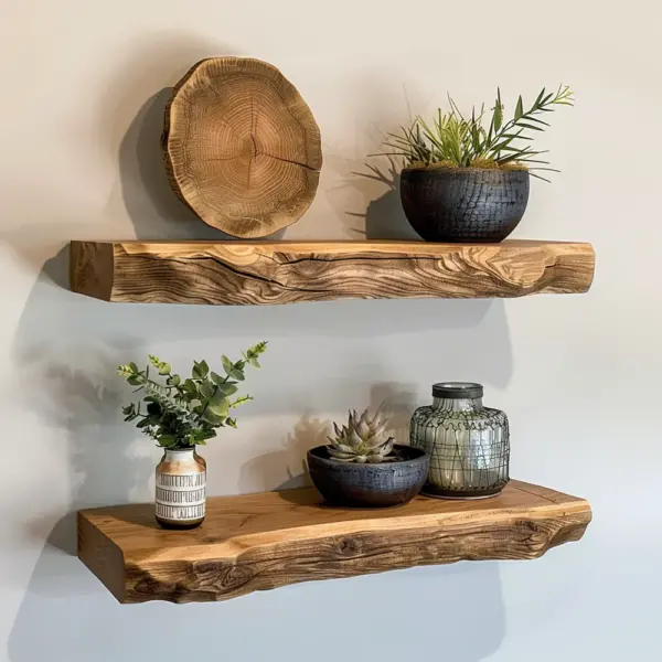 Rustic Floating Wooden Shelf