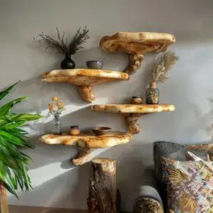 Living Edge Mushroom Floating Wooden Shelves