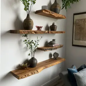 Handcrafted Wooden Rustic Floating Display Shelf