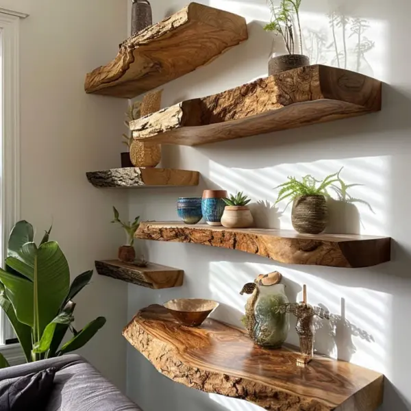 Handcrafted Wooden Rustic Floating Display Shelf