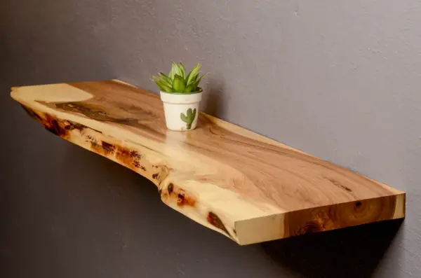 Live Edge Floating Wooden Bookshelf Handmade Home Decor