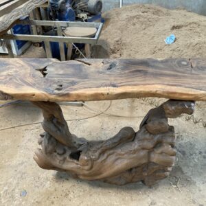 Handmade rustic natural wood console table