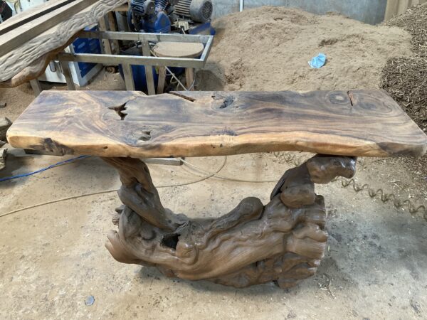 Handmade rustic natural wood console table