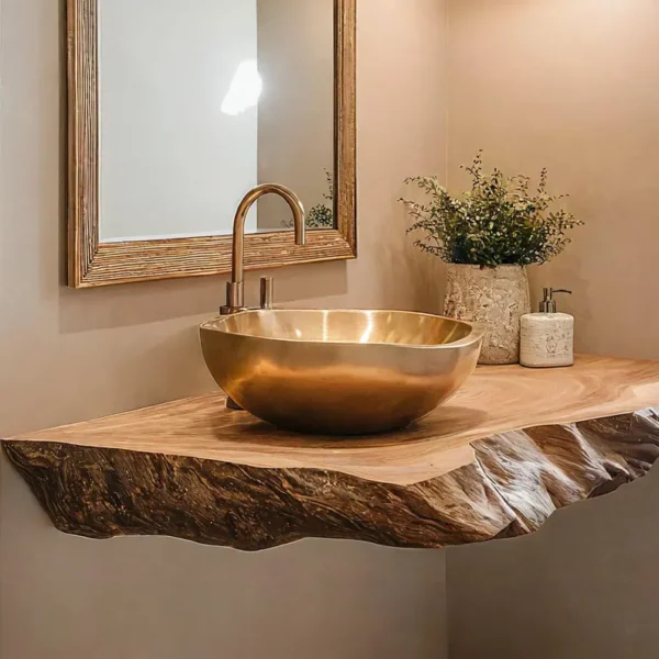 Rustic Floating Vanity Desk Shelf Handcrafted Live Edge Bathroom Vanity