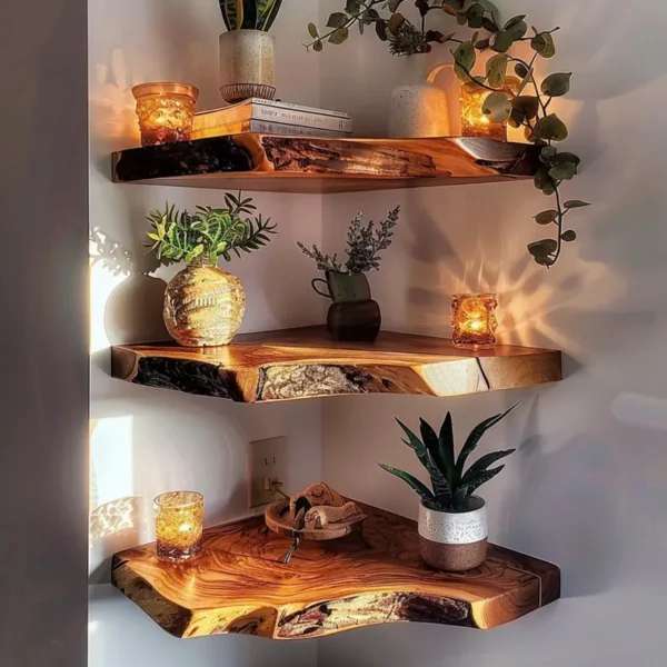 Corner floating shelf