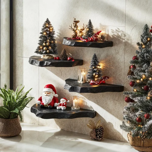 Xmas black floating shelves