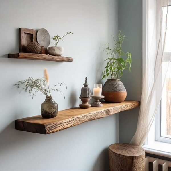 Floating Shelf Solid Wood Bookcase Shelves on Wall for Home Decor Living Room