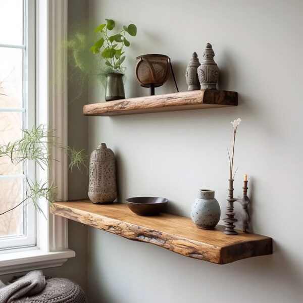 Floating Shelf Solid Wood Bookcase Shelves on Wall for Home Decor Living Room