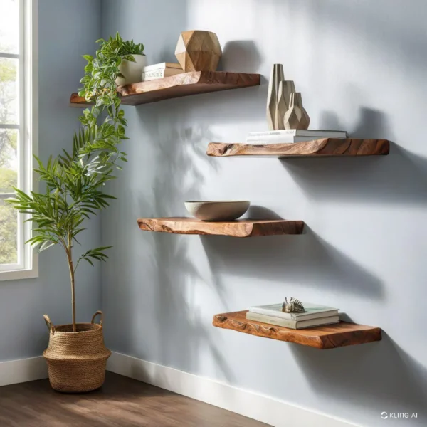 Floating Wall Shelves Living Edge Wooden Bookshelves Floating Corner Shelves Home Decor