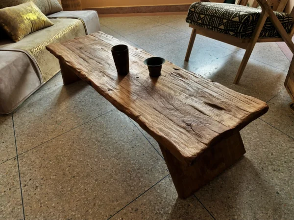 Solid Wood Low Coffee Table Tea & Coffee Table Live Edge Table Vintage Farmhouse Furniture